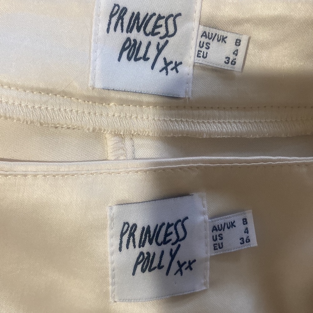 PRINCESS POLLY Huxley 2p Ivory Satin Crop Tank & Pleated Wide Leg Pants Sz 4 $85 - Picture 7 of 13